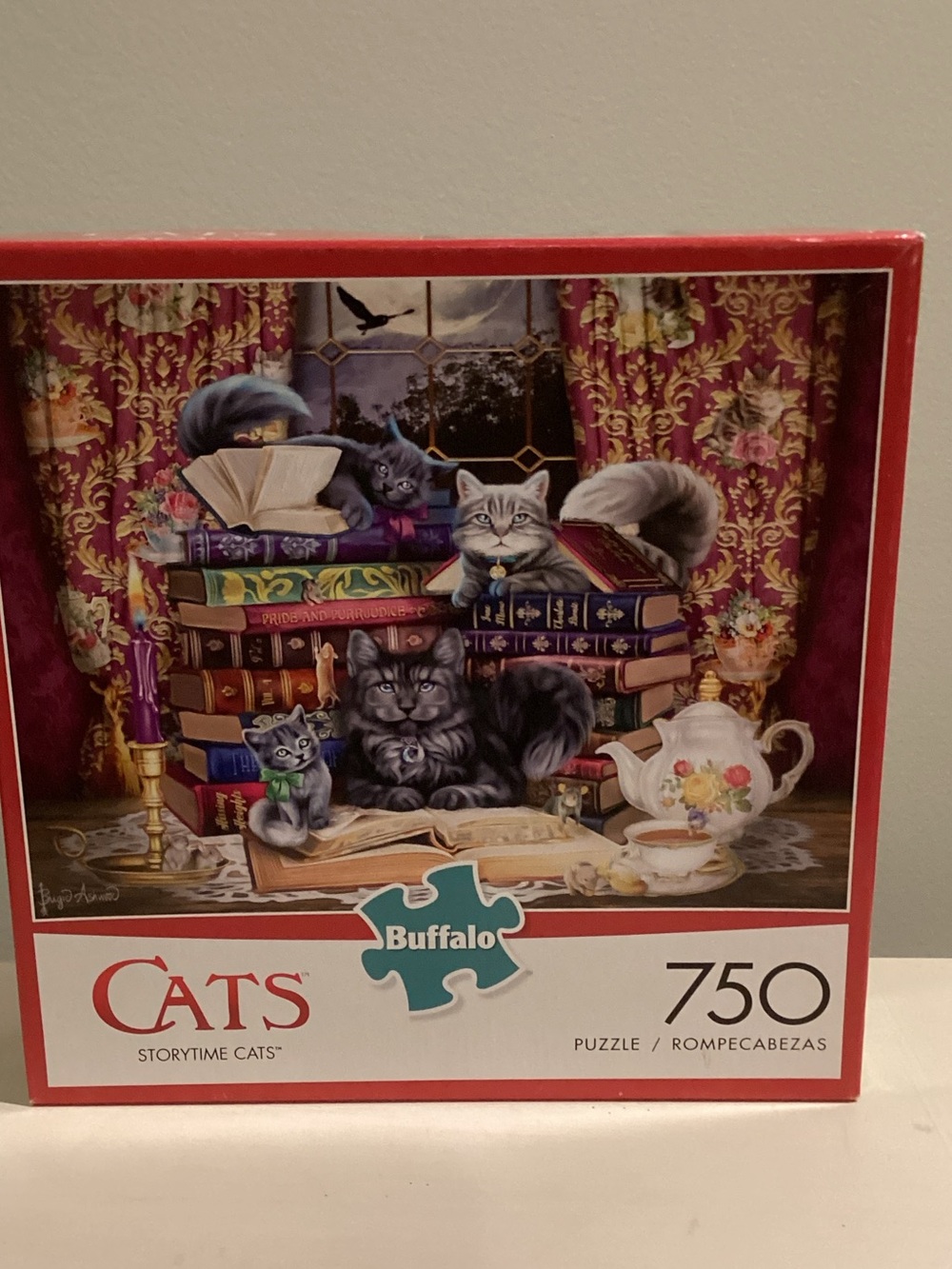 Buffalo David Bitton Storytime Cats Puzzle - Red